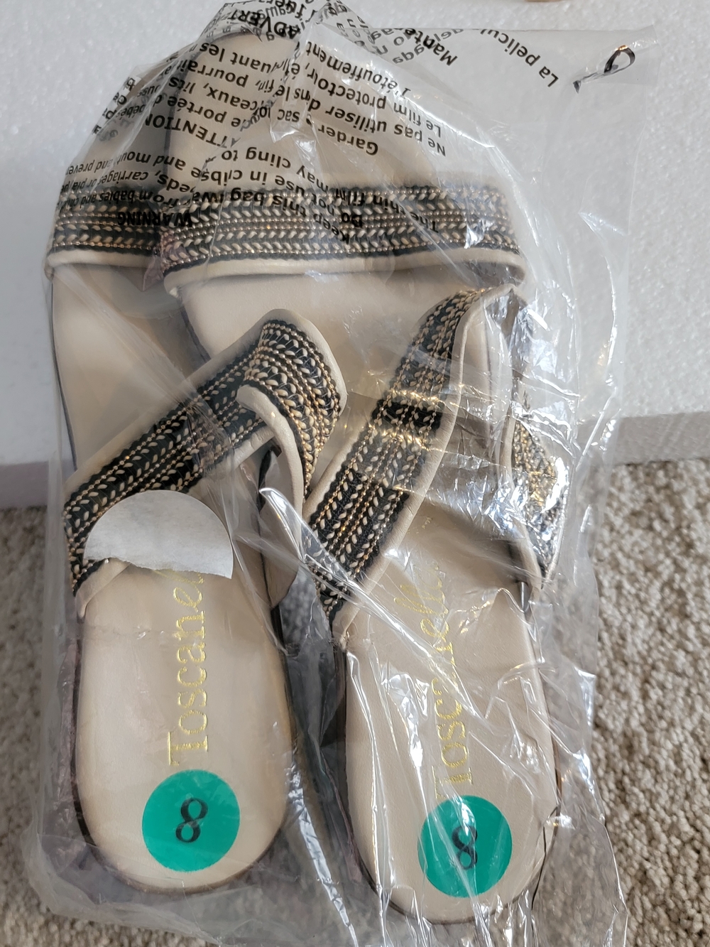 Toscane Braided Beige and Black Women's Sandals